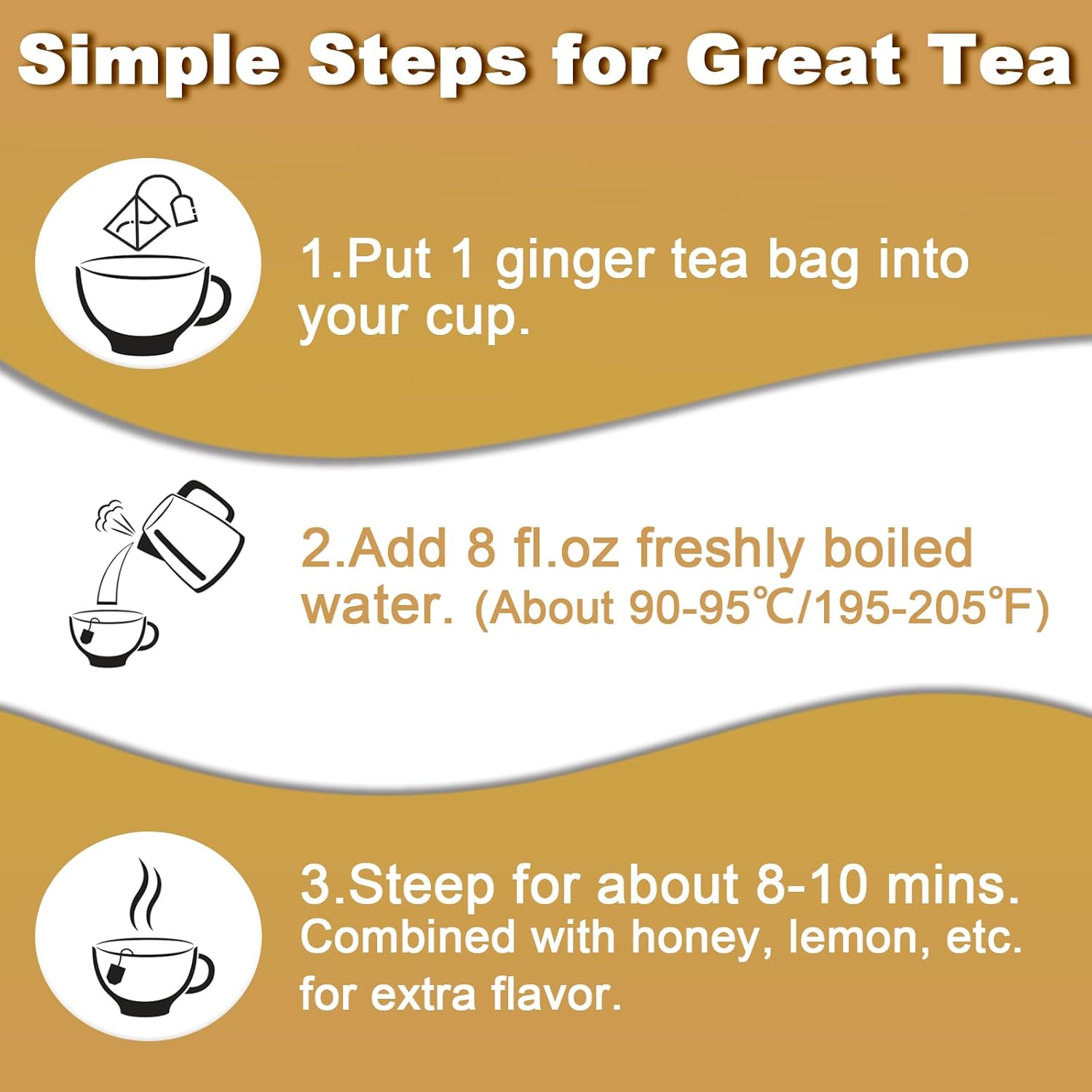 Ginger Tea Bags, 50 Teabags, 2g/bag - Premium Ginger Root Tea Bag - Warm & Spicy - Non-GMO - Caffeine-free - Support Digestion & Boost Immunity