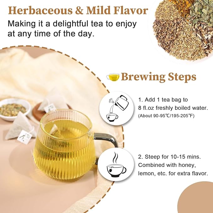 Detox Tea Bags, 50 Teabags Liver Detox Tea, With Milk Thistle Seed, Dandelion Root, Licorice Root, Fennel, Turmeric, Peppermint - Liver Cleansing and Support
