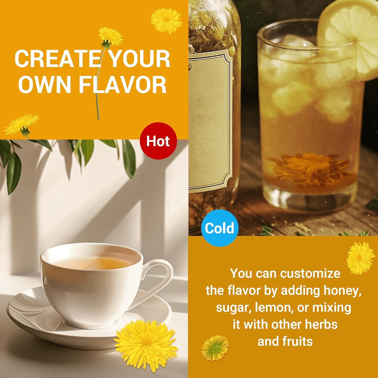 Dandelion Leaf & Root Herbal Tea-Caffeine-free, 50 Teabags
