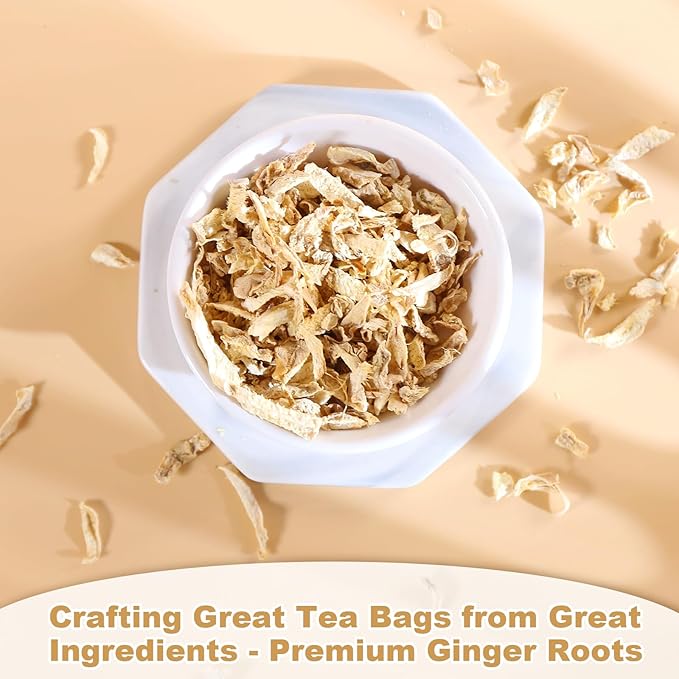 Ginger Tea Bags, 50 Teabags, 2g/bag - Premium Ginger Root Tea Bag - Warm & Spicy - Non-GMO - Caffeine-free - Support Digestion & Boost Immunity