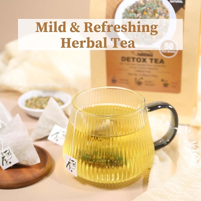 Detox Tea Bags, 50 Teabags Liver Detox Tea, With Milk Thistle Seed, Dandelion Root, Licorice Root, Fennel, Turmeric, Peppermint - Liver Cleansing and Support