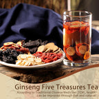 Ginseng Five Treasures Tea Kidney Tea - Ginseng & Mulberry Herbal Teas Natural Chinese Red Date Kidney Cleanse Detox Teas Bag for Men Women, te de riñon Saludable Organica (1 Bag(25PC))
