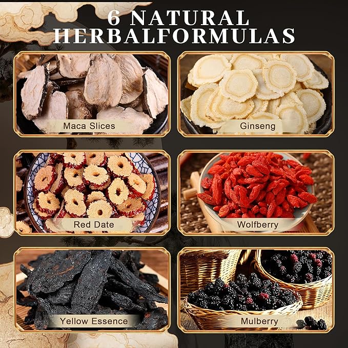Ginseng Five Treasures Tea Kidney Tea - Ginseng & Mulberry Herbal Teas Natural Chinese Red Date Kidney Cleanse Detox Teas Bag for Men Women, te de riñon Saludable Organica (1 Bag(25PC))