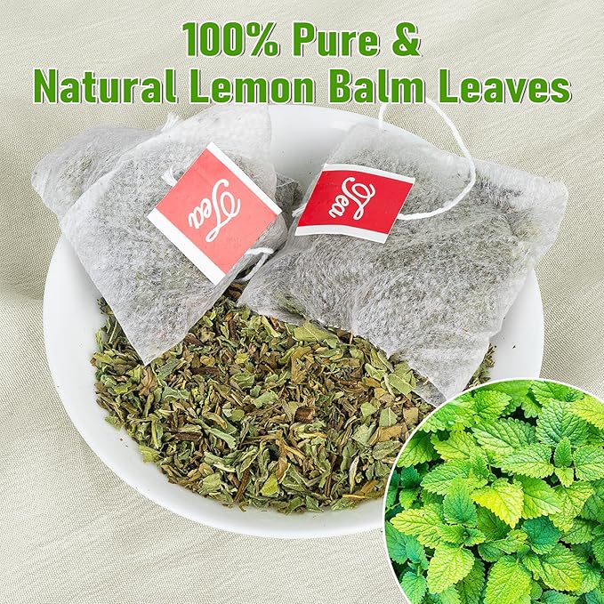Lemon Balm Tea, 100% Pure & Natural Lemon Balm Leaves Herbal Tea Bags, Promotes Relaxation & Aid In Digestion, Caffeine Free, Non-GMO, Additives Free (1 Pack/50 Bags)
