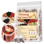 Ginseng Eight Treasures Tea, Turmeric Kidney Tea Formula Ginseng Eight Treasures, 10g*20Pcs Red Date Wolfberry Mulberry Herbal Teabag for Men & Women