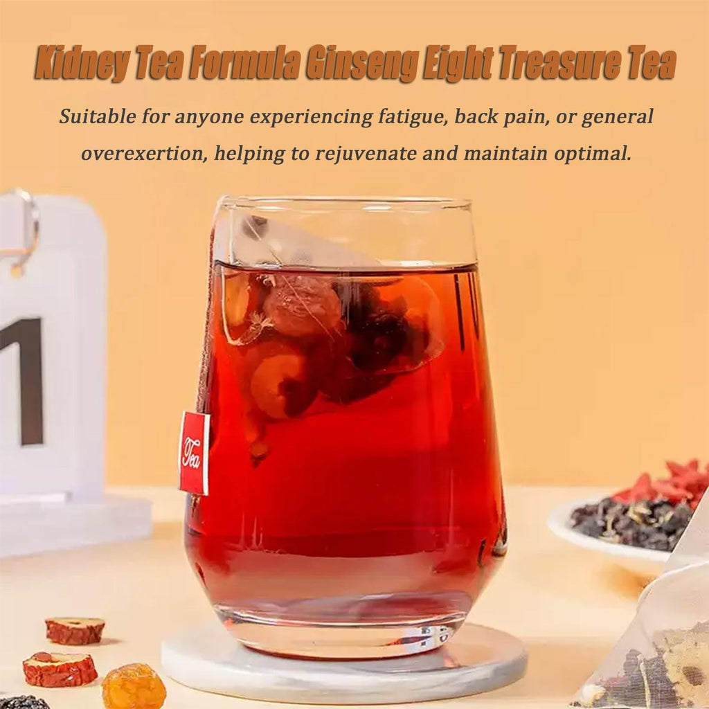 Ginseng Eight Treasures Tea, Turmeric Kidney Tea Formula Ginseng Eight Treasures, 10g*20Pcs Red Date Wolfberry Mulberry Herbal Teabag for Men & Women